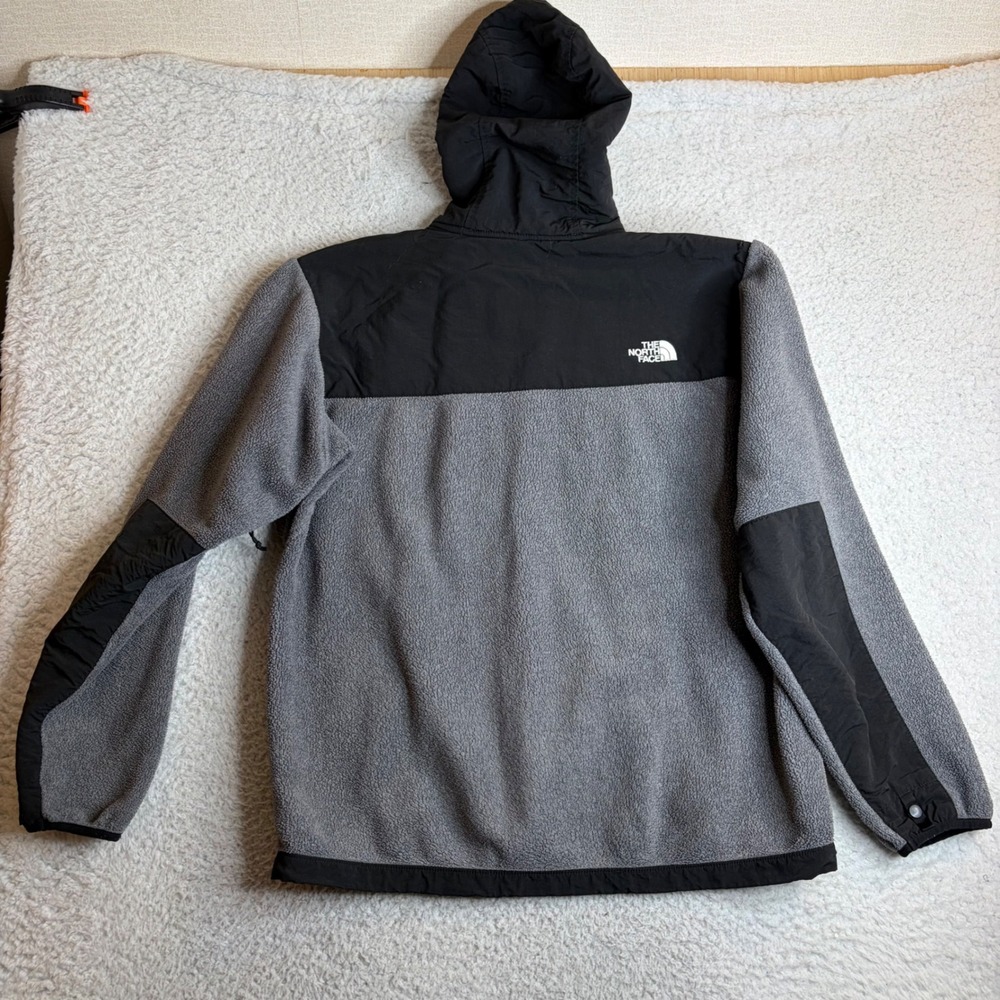 The North Face Denali Hoodie Mens Large Grey Black Polartec Fleece Jacket T132 - Picture 6 of 9